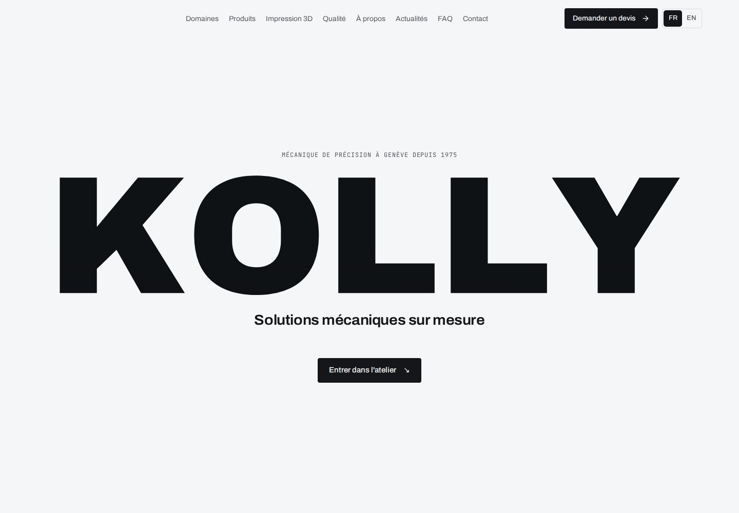 Page d'accueil du nouveau site A. Kolly SA