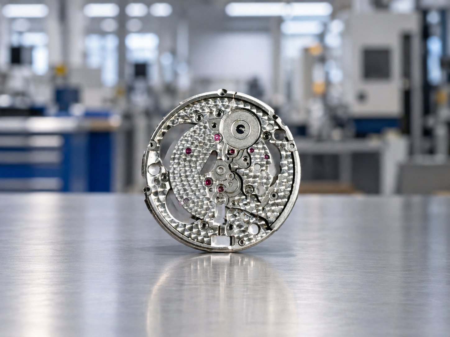 Platine de mouvement squelettée avec décor perlé